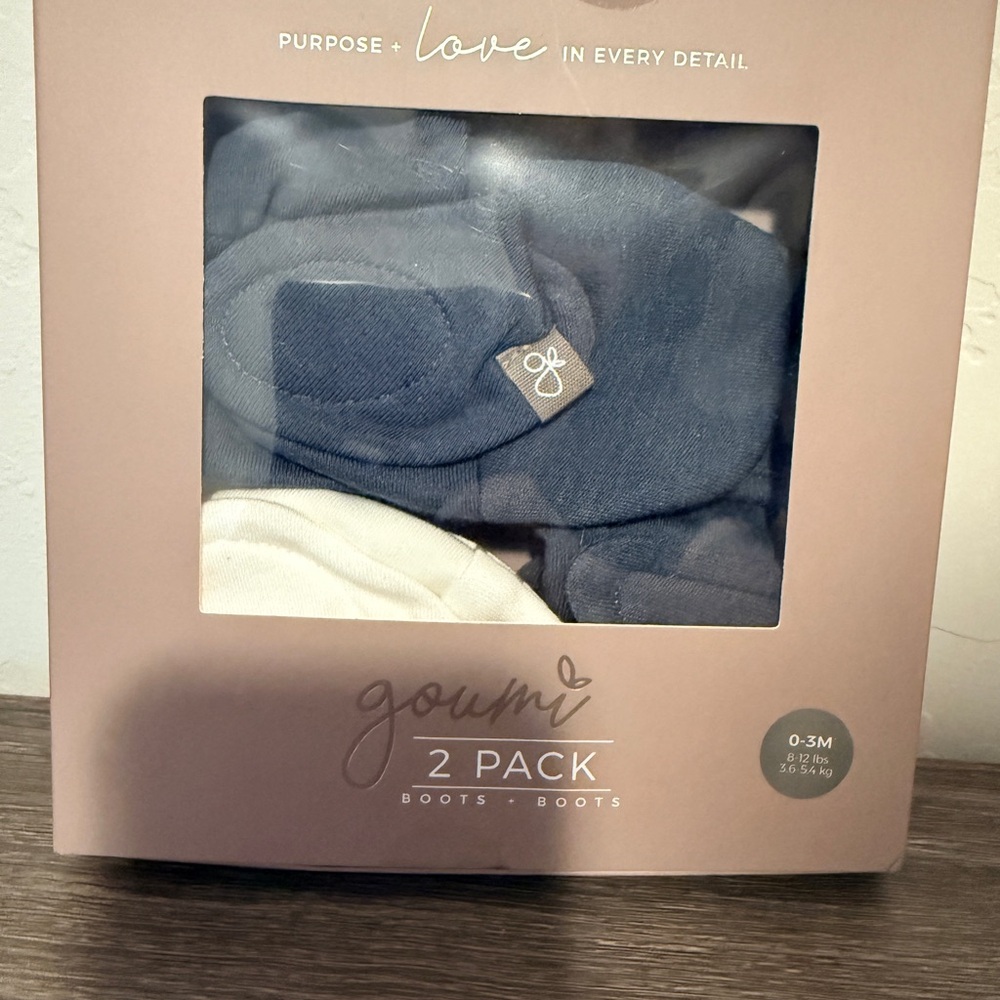 Goumi Blue and White Baby Boots - 2 Pack